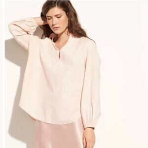 Vince Women's Blouse Cotton Poplin Soft Light Pink Size Large